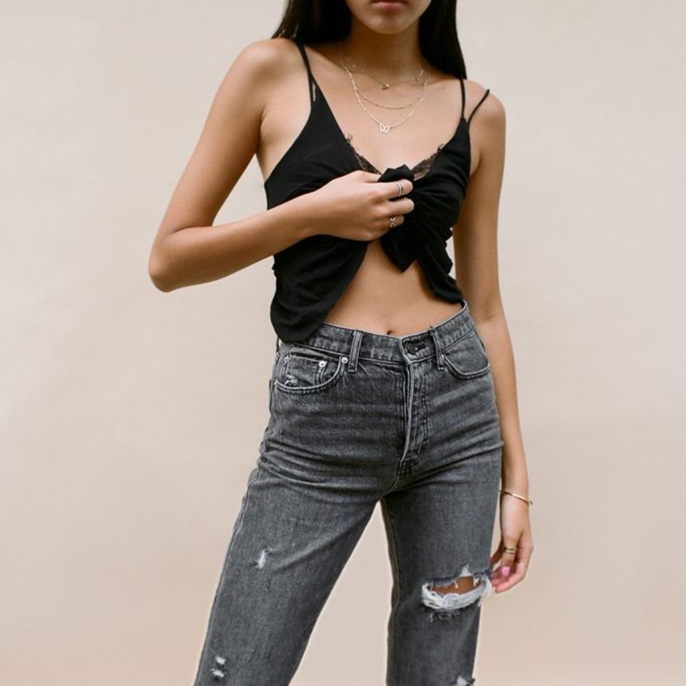 High-Waisted Slim Straight Jean